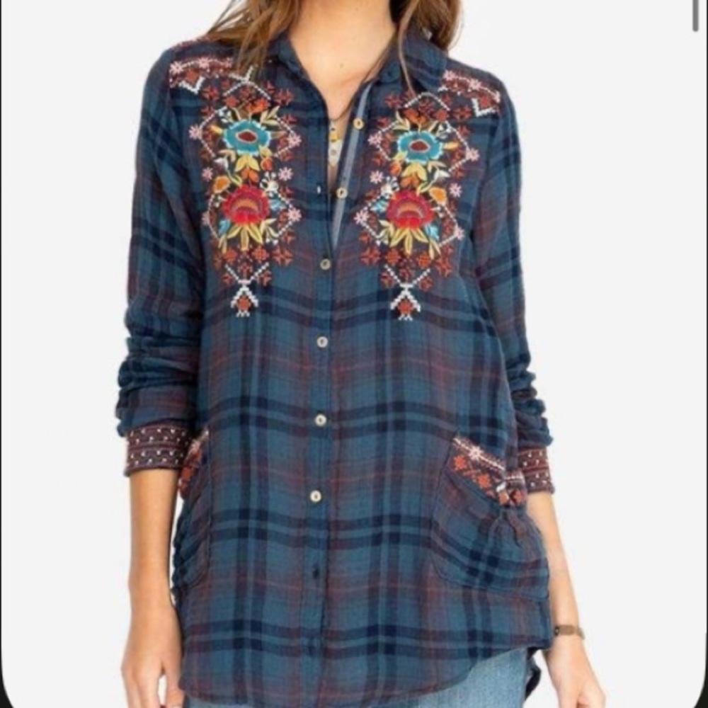 Johnny Was Workshop Talline Painters Smock Tunic Shirt
